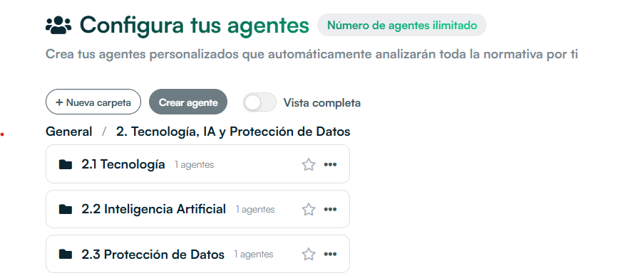 Folder view to organize agents